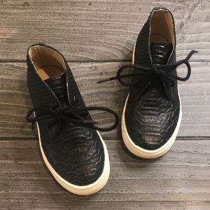 Boys Black Snake Embossed Leather High Top Boots